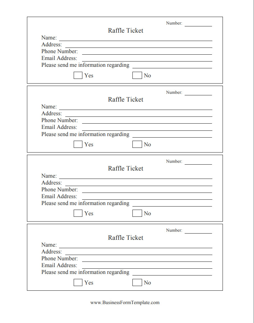 Modelos de Bilhete de Rifa Simples