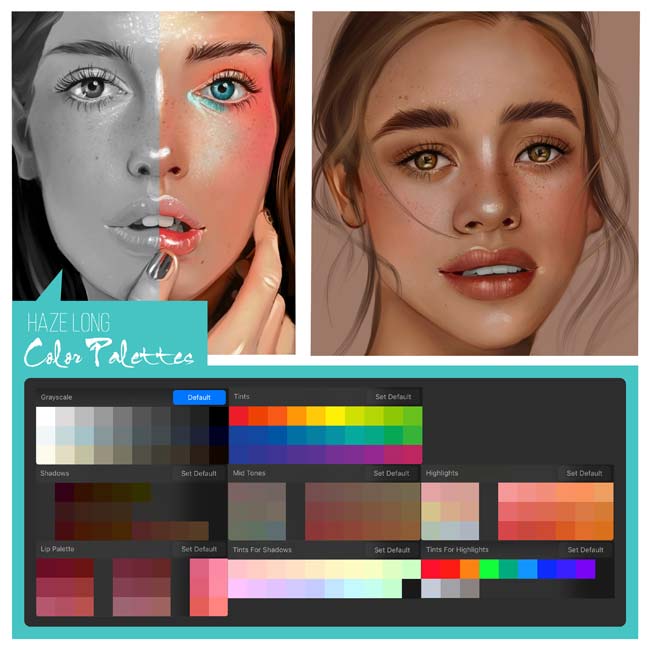 لوحات ألوان بورتريه ضبابية طويلة