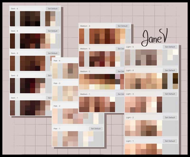 20 لوح لون بشرة مجاني