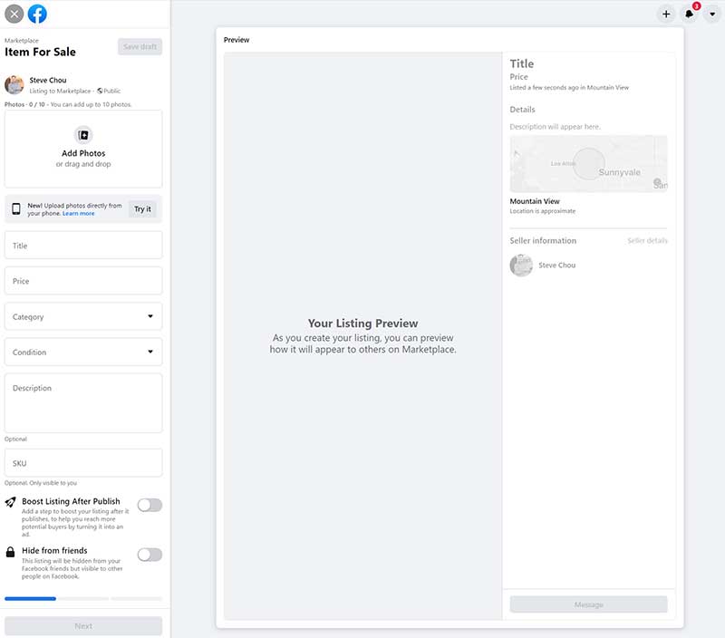 Dettagli dell'elenco del mercato