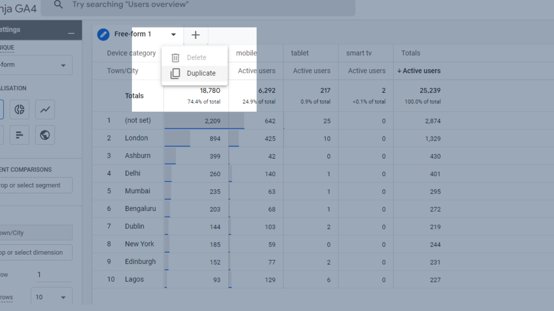 GA4のレポートでタブを複製します