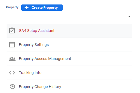 GoogleAnalytics4の[アカウント]列と[プロパティ]列