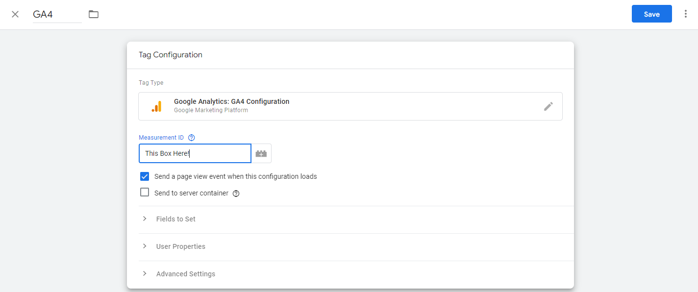 測定IDをタグに貼り付けます