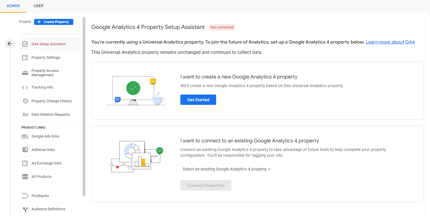 GoogleAnalytics4のセットアップオプション