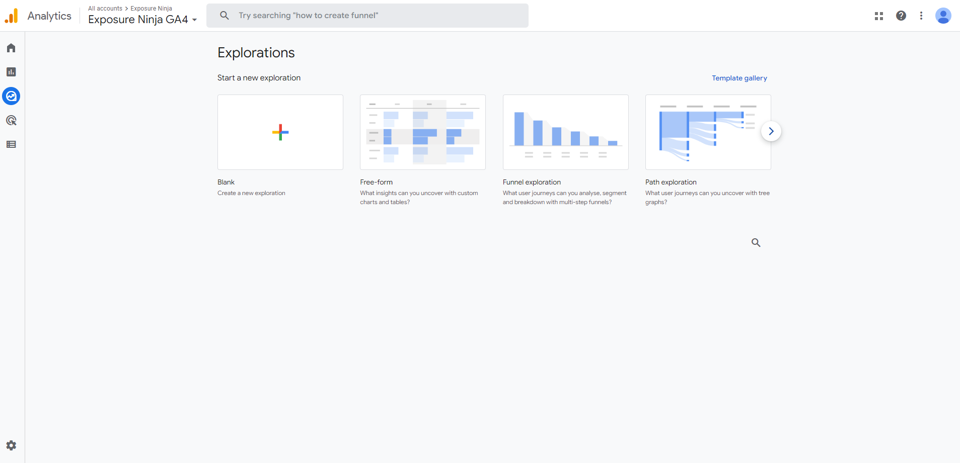 GA4のカスタムレポートまたは探索の探索ページ