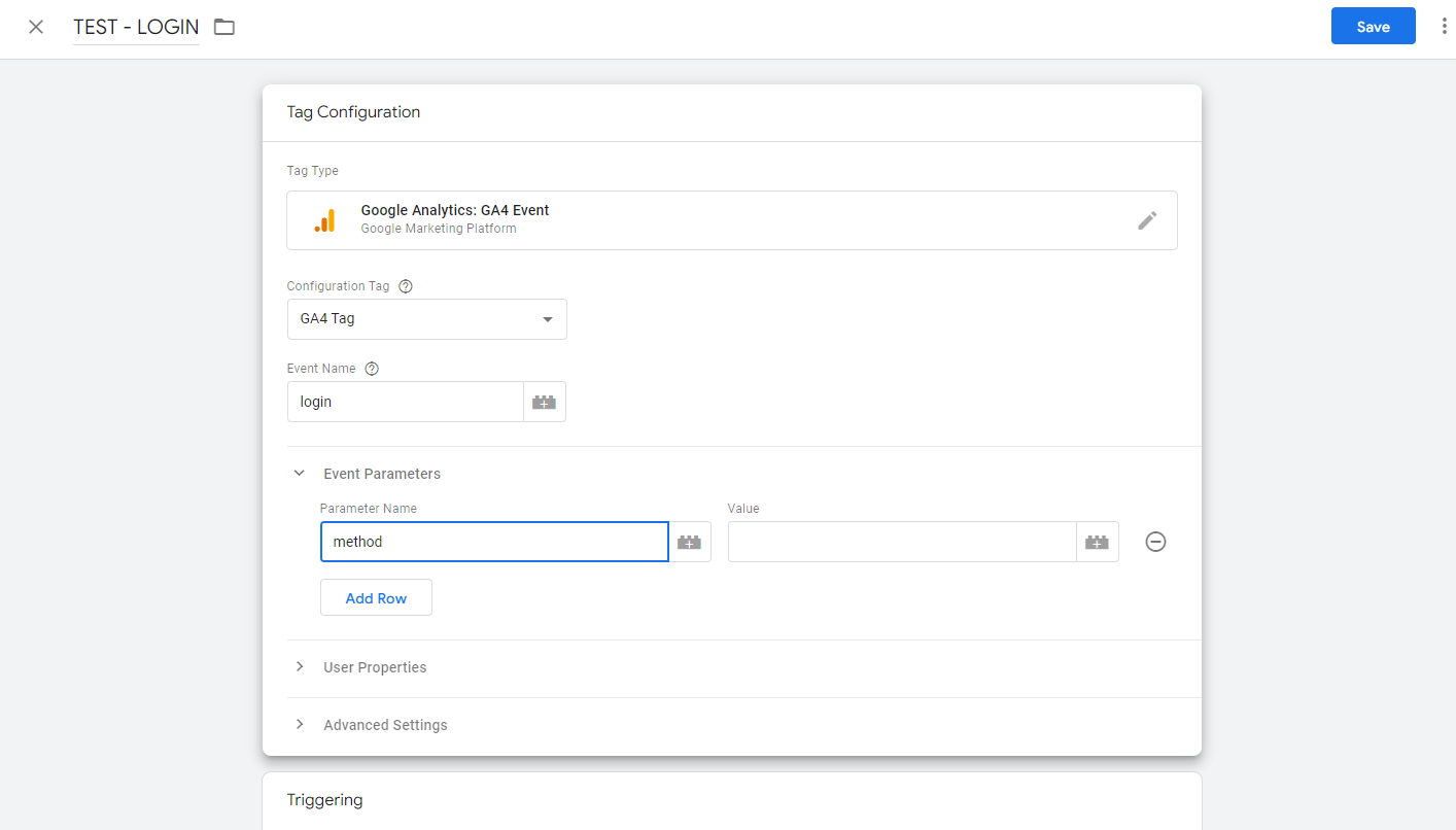 GTMにパラメータを入力します