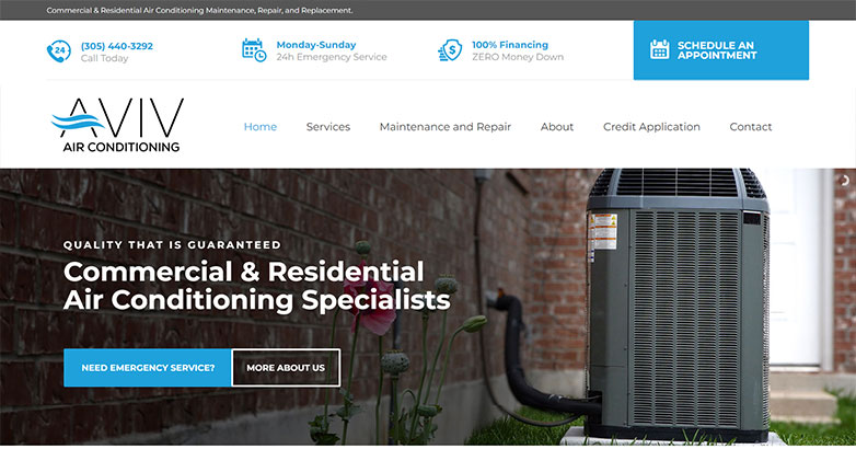 อาวีฟ เครื่องปรับอากาศ ไมอามี่ Aviv Air Conditioning Miami website