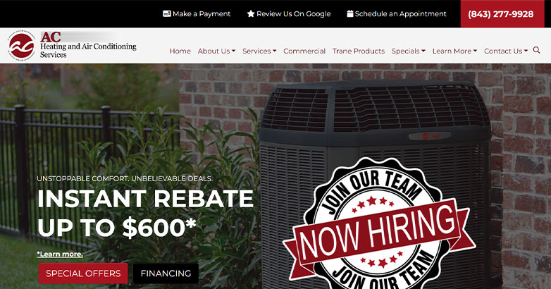 บริการทำความร้อนและปรับอากาศ AC Heating and Air Conditioning Services website design