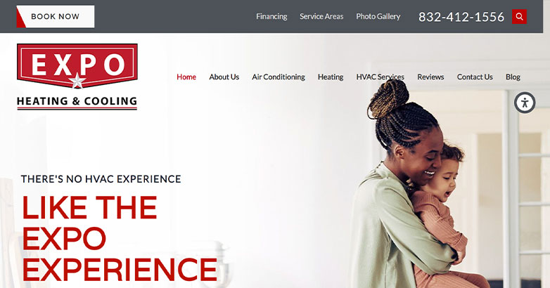 Expo เครื่องทำความร้อน & คูลลิ่ง Inc Expo Heating & Cooling Inc.: a very good example of HVAC website design