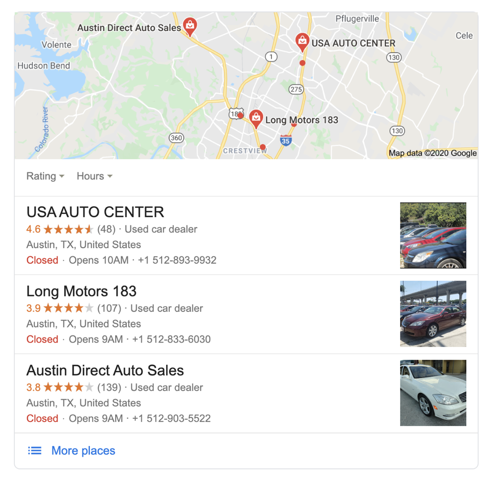 Listări Google Maps în SERP-uri
