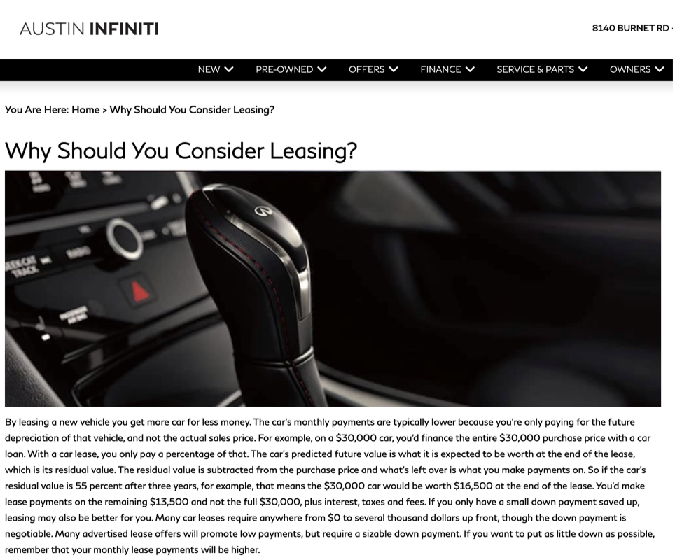 Exemplu de conținut educațional de la o reprezentanță