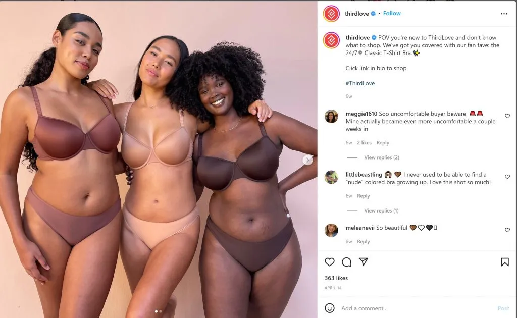 Screenshot ThirdLove Instagram