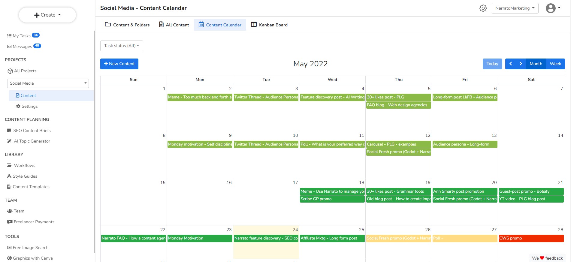 Narrato-Inhaltskalender