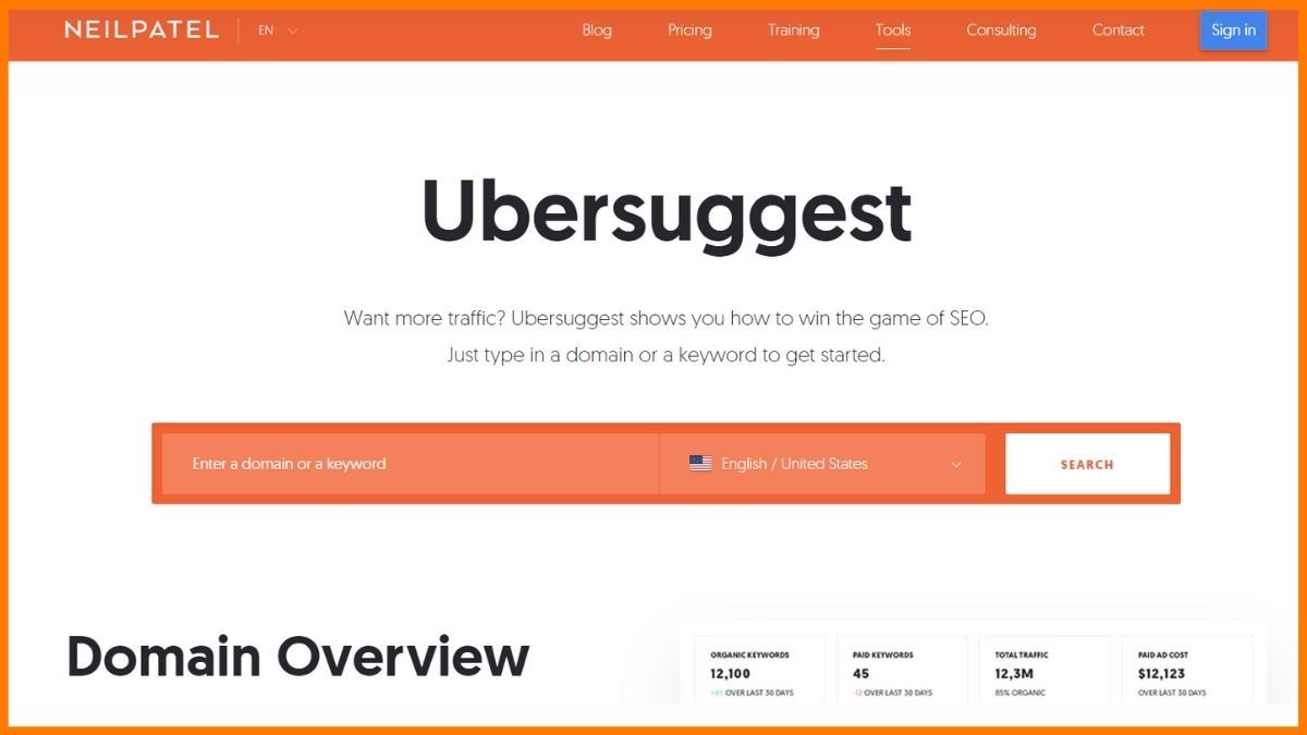 Ubersuggest – Tools zur SEO-Wettbewerbsanalyse