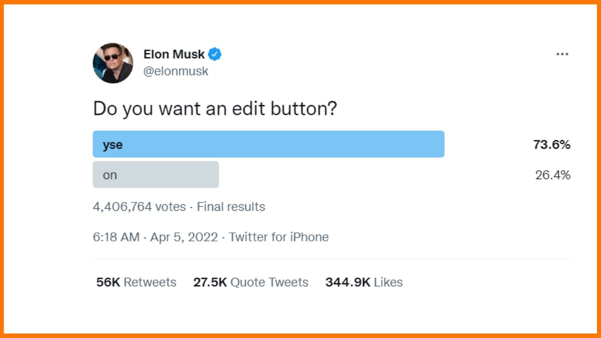 Elon Musk Pulsante Modifica Tweet