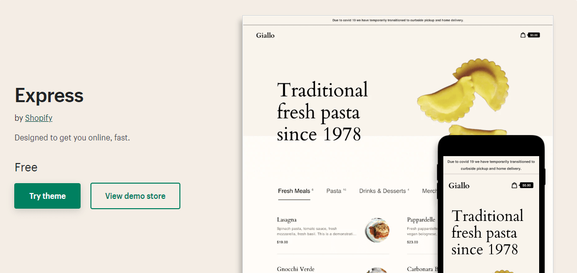 ธีมฟรีสำหรับ Shopify