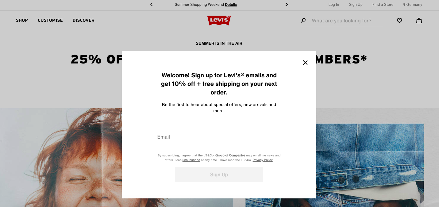 CTAの例Leviのホームページ