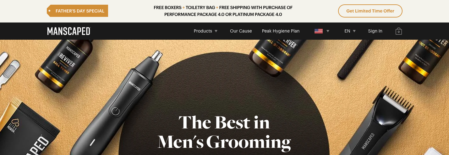 Manscapedのホームページ