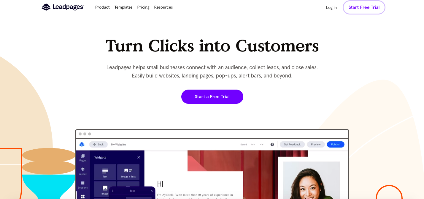 Leadpagesのホームページ