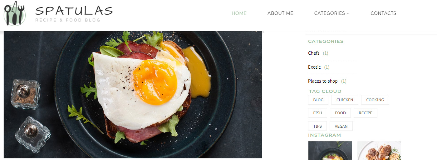 Шаблон блога о еде