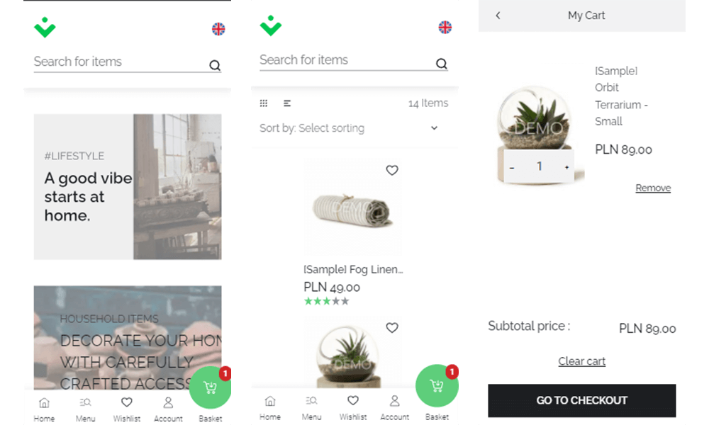 tema aplikasi web progresif magento