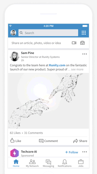 مثال على إعلانات الفيديو على LinkedIn