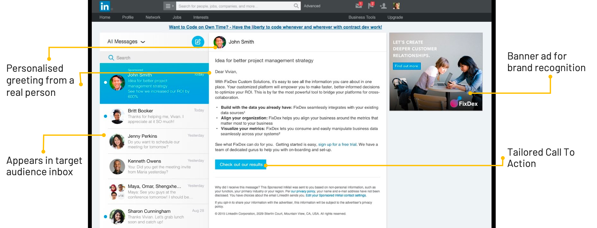 مثال على LinkedIn InMail