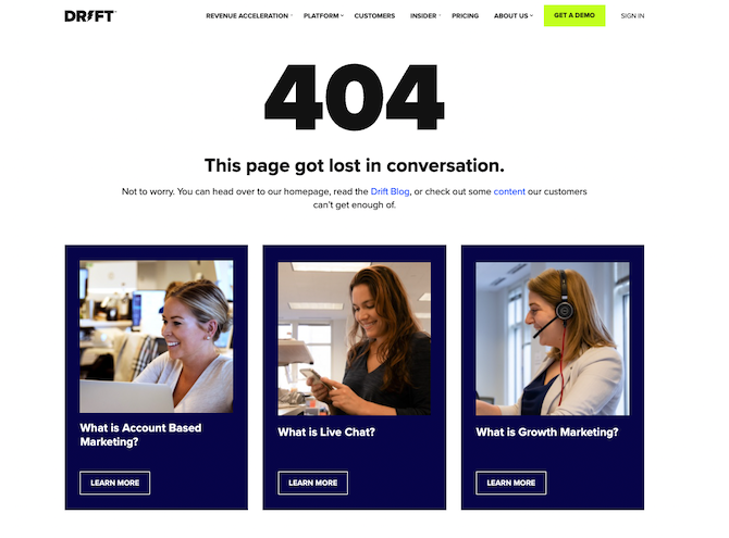 مثال لصفحة الخطأ 404