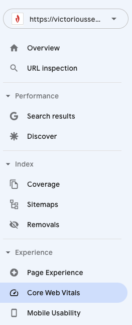 حيوية الويب الأساسية في قائمة gsc