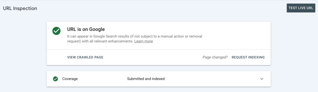 url está en el mensaje de Google en GSC