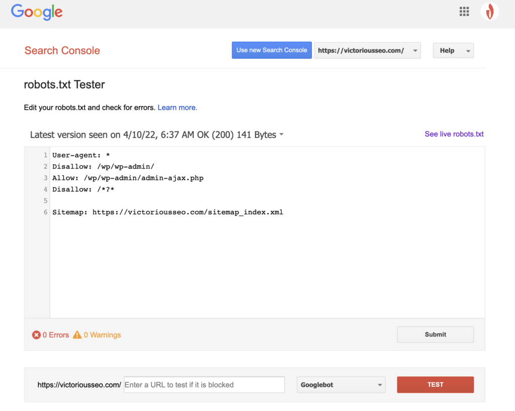 robots txt tester