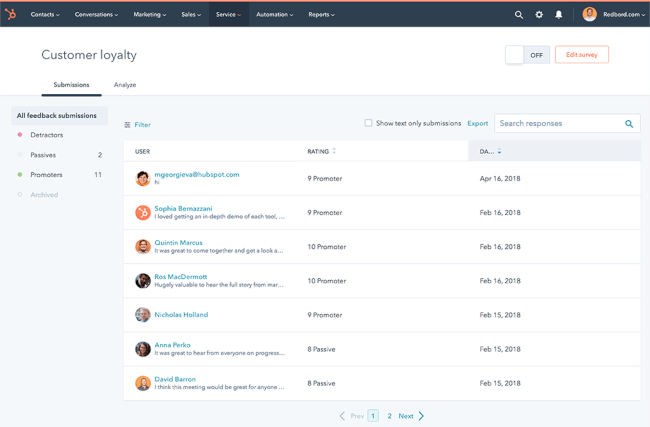 Mopinion:トップ21のベストオンライン調査ソフトウェア-HubSpot-フィードバック