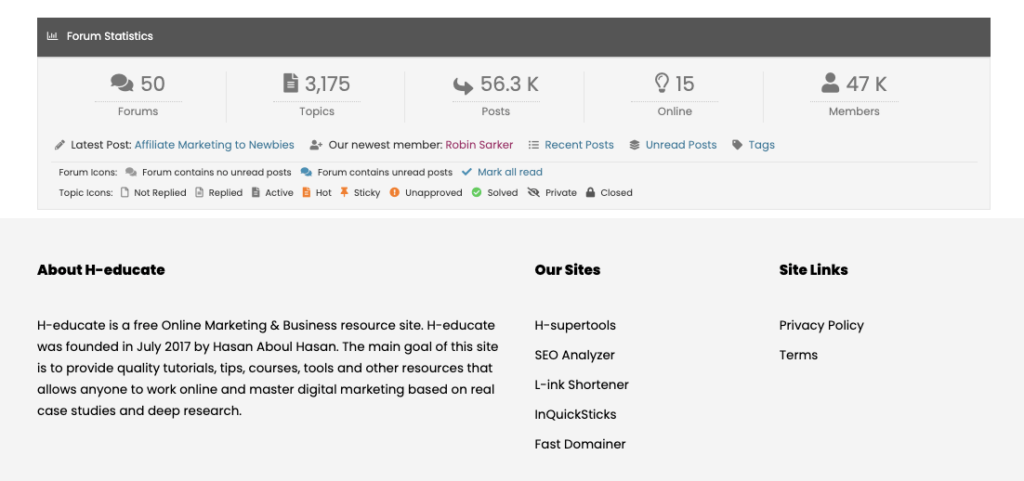 Statistiken des H-Educate-Forums im Mai 2022