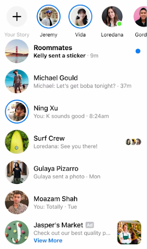 ตัวอย่างการแชทโฆษณา Facebook Messenger