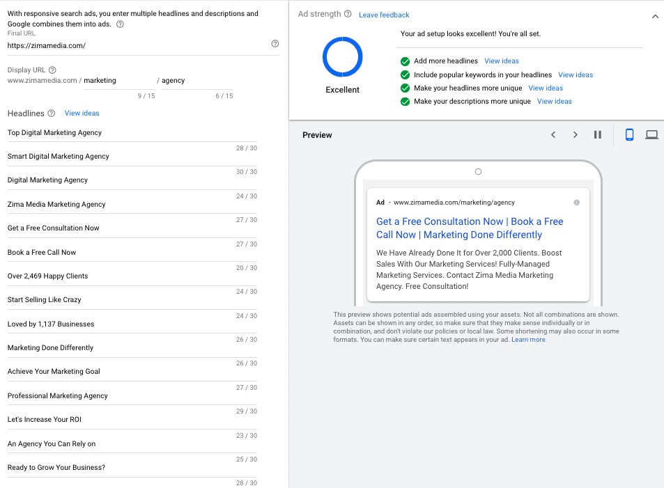 谷歌响应式搜索广告