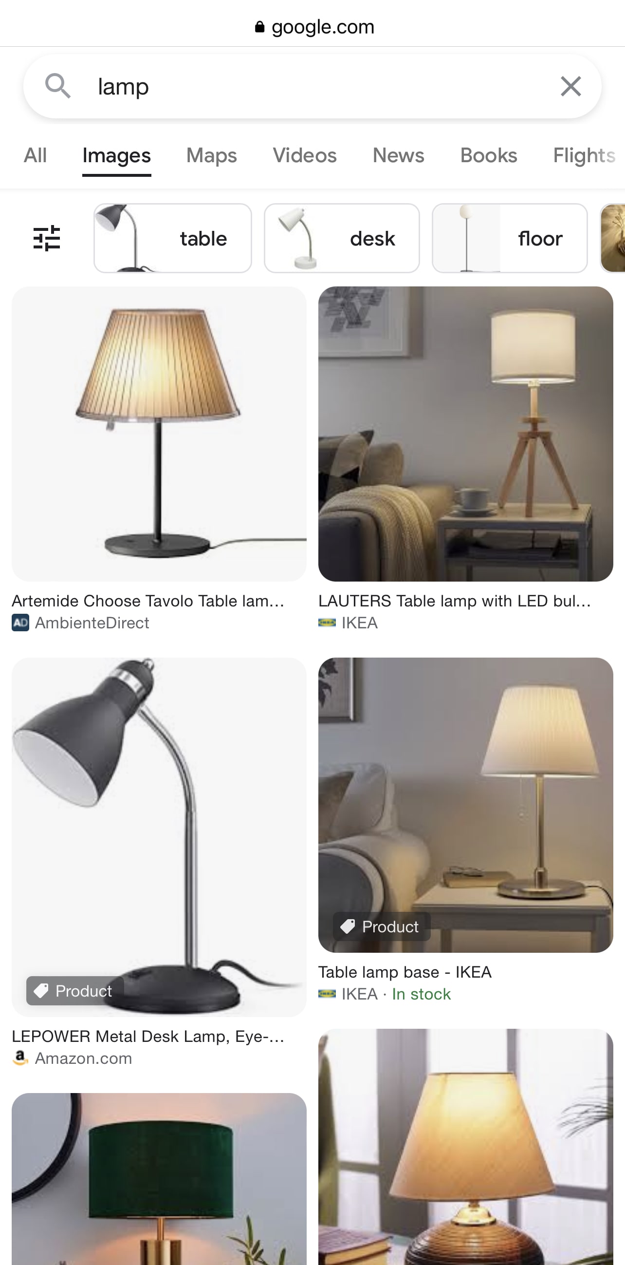 ป้ายสินค้าในผลการค้นหาบนมือถือ