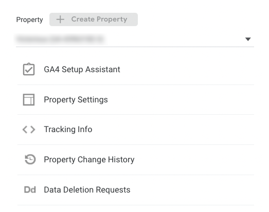 لقطة شاشة لإعدادات الملكية في Google Analytics