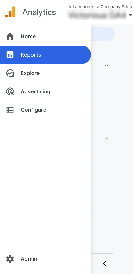 لقطة شاشة قائمة GA4