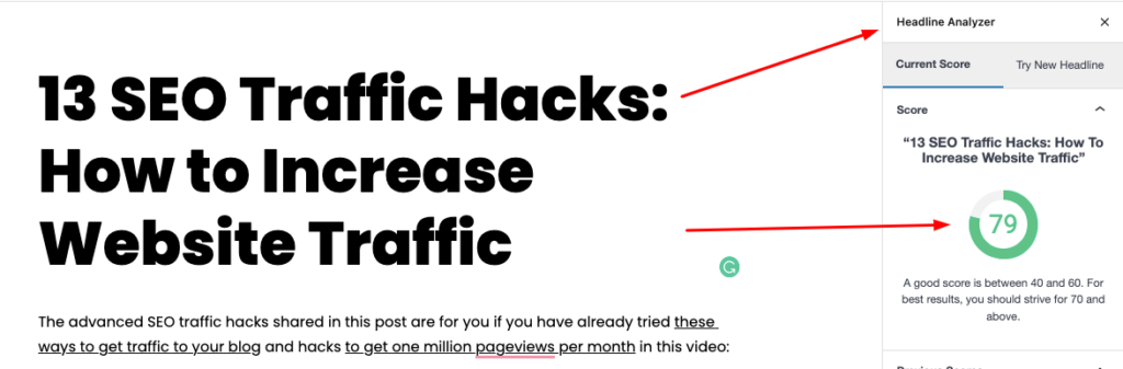 Monsterinsight Headline Analzyer H-Educate Post (SEO Traffic Hacks)
