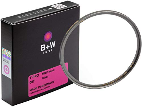 B + W Clear Protection Filter for Camera Lens - Ultra Slim Titan Mount (T-PRO) ، 007 ، HTC ، 16 طبقة متعددة المقاومة وطلاء نانو ، مرشح التصوير الفوتوغرافي ، 82 مم