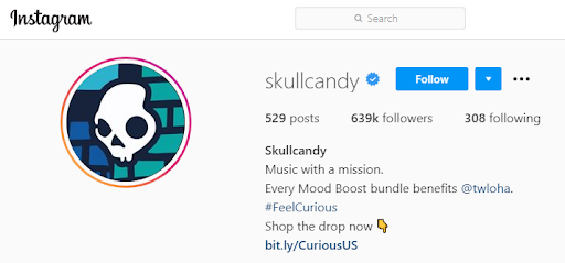 Esempio di account Instagram di Skullcandy