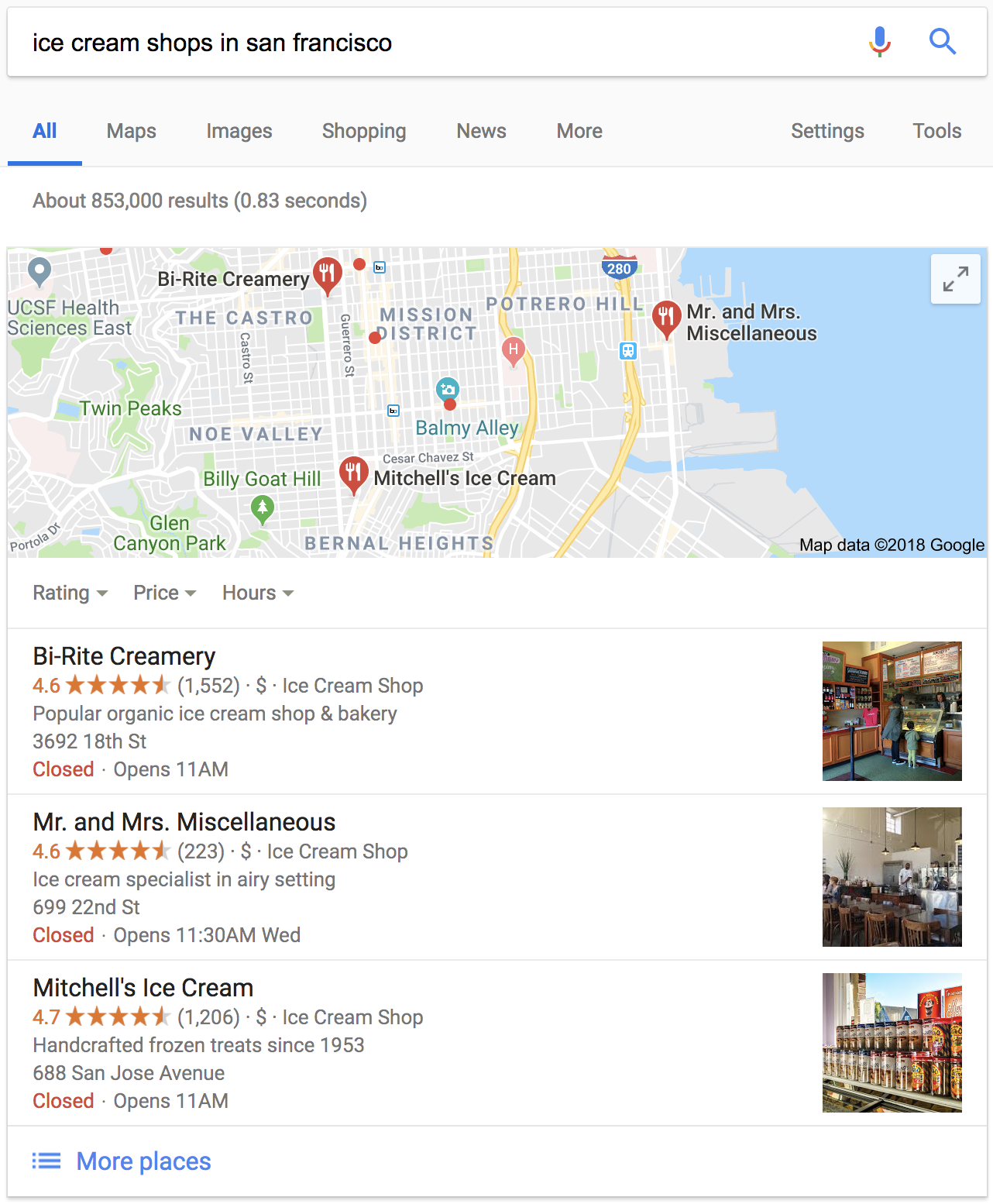 gelato di google maps