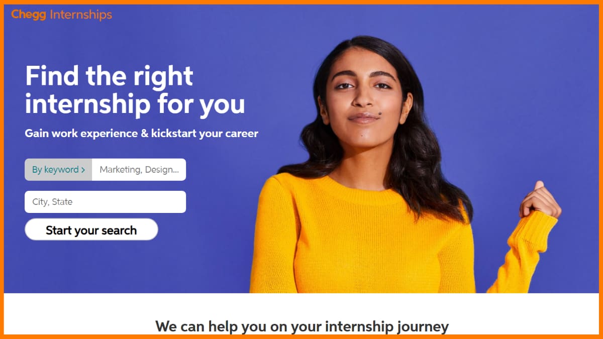 CheggインターンシップのWebサイト