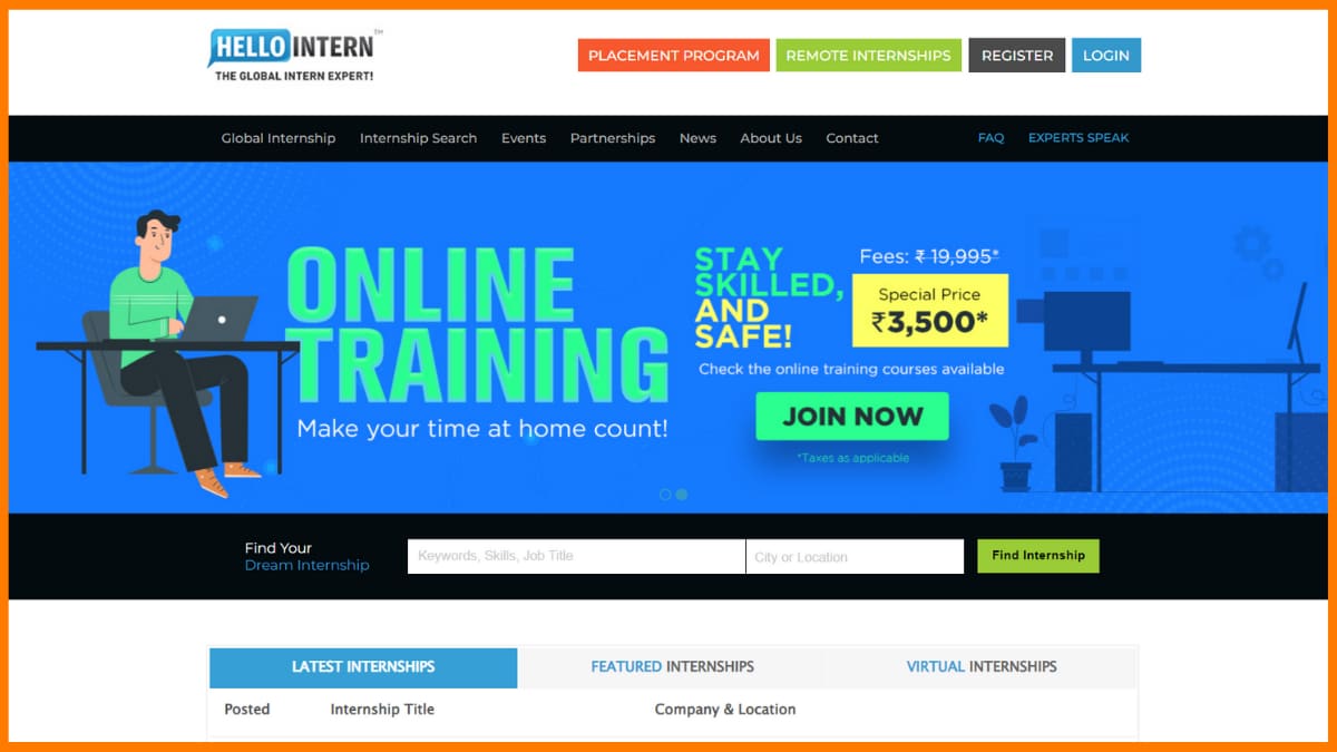 こんにちはインターンのウェブサイト