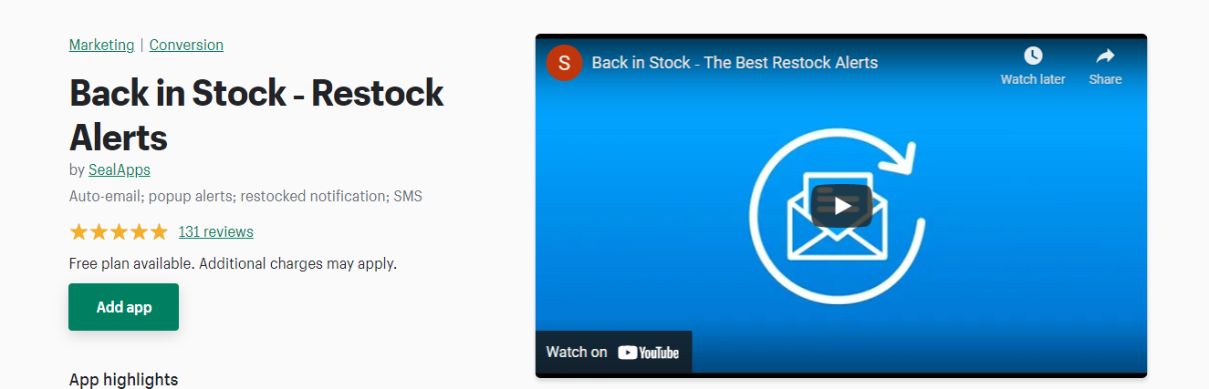 alert o uzupełnieniu zapasów