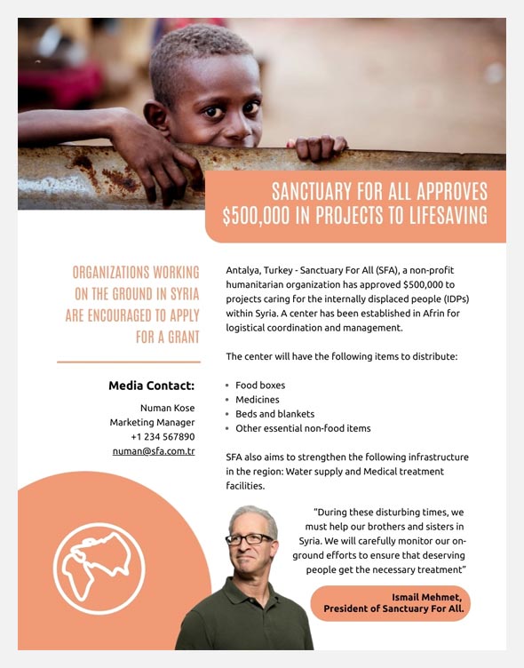 チャリティープレスリリーステンプレート