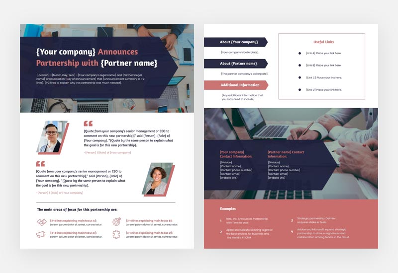 パートナーシッププレスリリーステンプレート