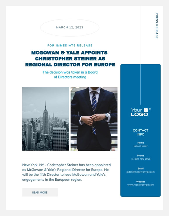 新しいCEOのプレスリリーステンプレート