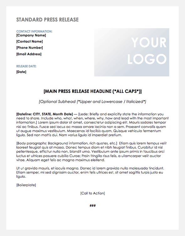 無料のプレスリリーステンプレート