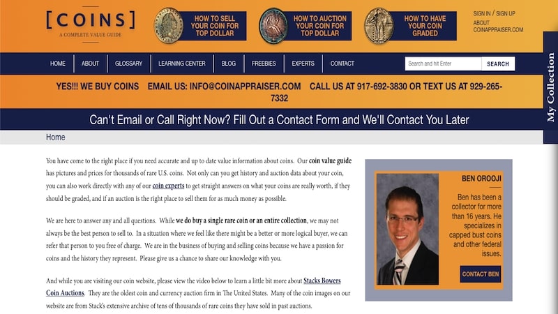 Coinappraiser.com 홈페이지